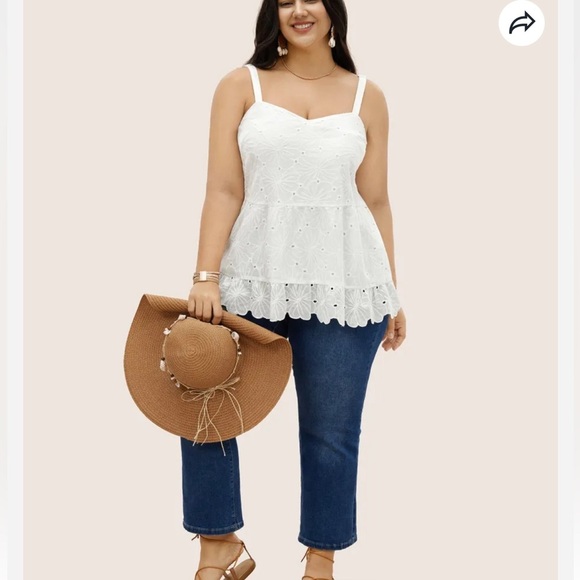 BloomChic Plus Size 2XL Solid Floral Cotton Blended Cami Top us18-20 - Picture 4 of 6